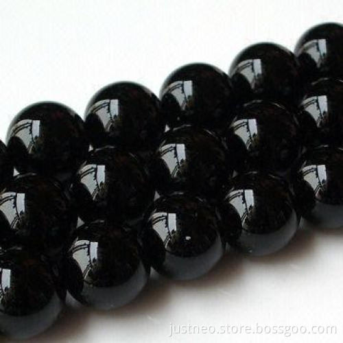 4 to 18mm natural black agate semi-precious loose beads gemstone, round polished